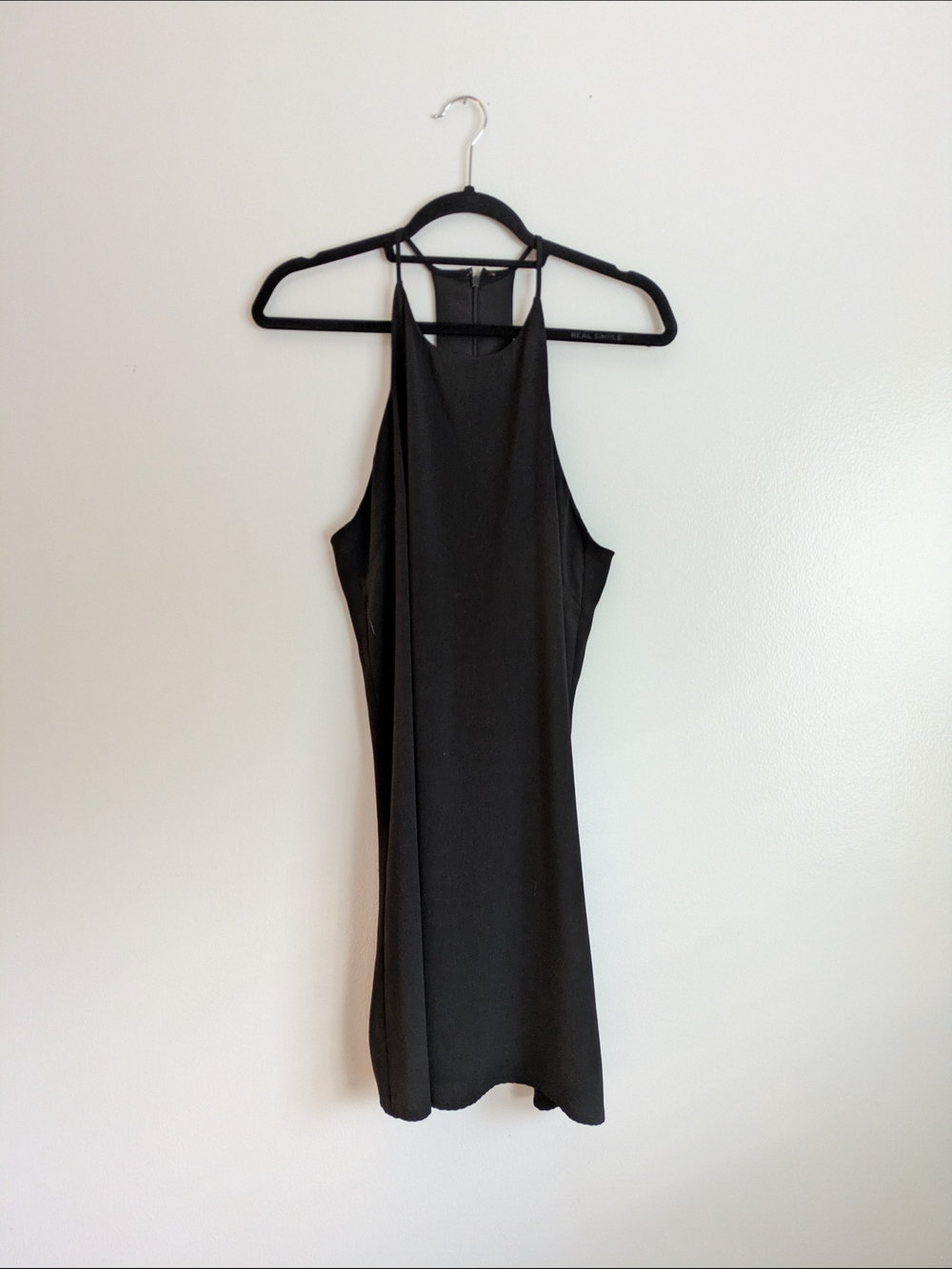 Anna Grace Black Satin Mini Dress
